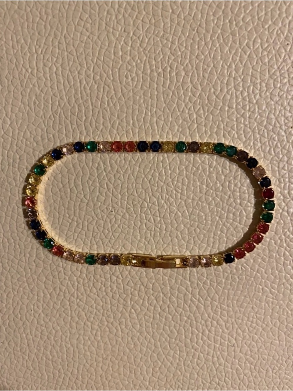 7CT Round Cut Multicolor CZ Tennis Bracelet 14K Gold Plated